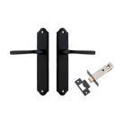 Door Lever Annecy Shouldered Latch Matt Black H240xW50xP65mm Passage Kit Tube Latch Split Cam 'T' Striker Matt Black Backset 60mm in Matt Black