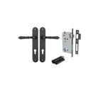 Door Lever Sarlat Oval Euro Matt Black CTC85mm H240xW40xP55mm Entrance Kit Mortice Lock Euro Matt Black CTC85mm Backset 60mm, Euro Cylinder Dual Function 5 Pin Matt Black L65mm KA1 in Matt Black