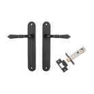 Door Lever Sarlat Oval Latch Matt Black H240xW40xP55mm Passage Kit Tube Latch Split Cam 'T' Striker Matt Black Backset 60mm in Matt Black