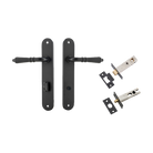 Door Lever Sarlat Oval Privacy Matt Black CTC85mm H240xW40xP55mm Privacy Kit Tube Latch Split Cam 'T' Striker Matt Black Backset 60mm, Privacy Bolt Round Bolt Matt Black Backset 60mm in Matt Black