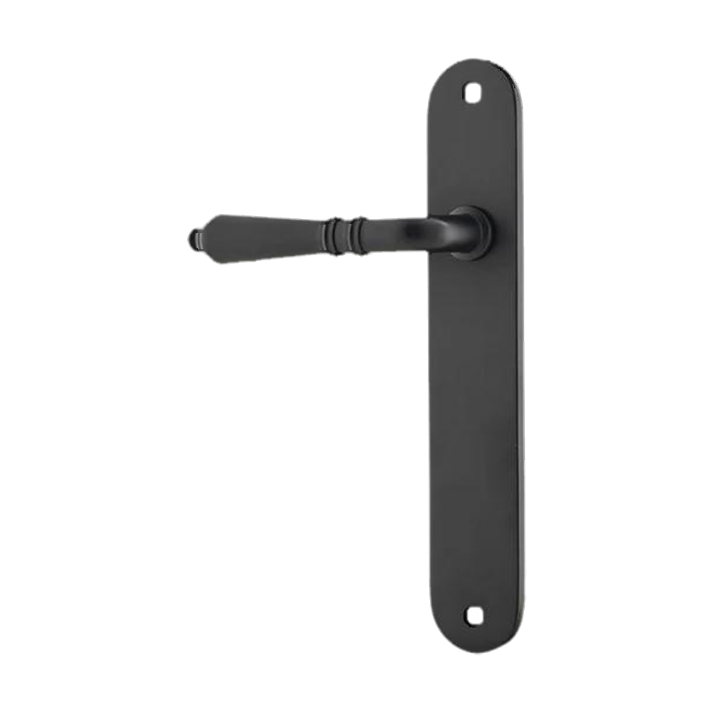 Door Lever Sarlat Oval Latch Left Hand Fixed Matt Black L111xP53mm BPH240xW40mm in Matt Black