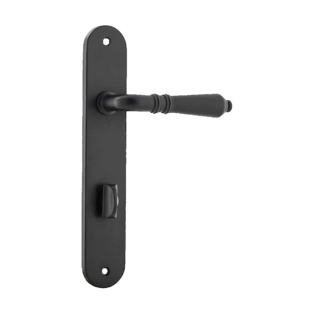 Door Lever Sarlat Oval Privacy Matt Black CTC85mm H230xW40xP55mm in Matt Black