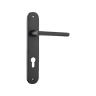 Door Lever Baltimore Oval Euro Matt Black CTC85mm H230xW40xP55mm in Matt Black