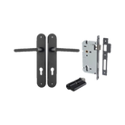 Door Lever Baltimore Oval Euro Matt Black CTC85mm H240xW40xP55mm Entrance Kit Mortice Lock Euro Matt Black CTC85mm Backset 60mm, Euro Cylinder Dual Function 5 Pin Matt Black L65mm KA1 in Matt Black