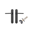 Door Lever Baltimore Oval Latch Matt Black H240xW40xP55mm Passage Kit Tube Latch Split Cam 'T' Striker Matt Black Backset 60mm in Matt Black