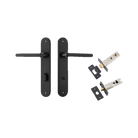 Door Lever Baltimore Oval Privacy Matt Black CTC85mm H240xW40xP55mm Inbuilt Privacy Kit Tube Latch Split Cam 'T' Striker Matt Black Backset 60mm, Privacy Bolt Round Bolt Matt Black Backset 60mm in Matt Black