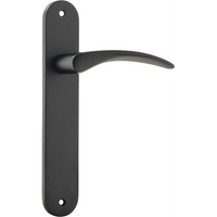 Door Lever Oxford Oval Latch Matt Black H230xW40xP60mm in Matt Black