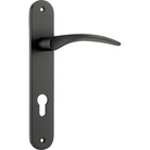 Door Lever Oxford Oval Euro Matt Black CTC85mm H230xW40xP60mm in Matt Black