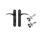 Door Lever Oxford Oval Privacy Matt Black CTC85mm H240xW40xP60mm Privacy Kit Tube Latch Split Cam 'T' Striker Matt Black Backset 60mm, Privacy Bolt Round Bolt Matt Black Backset 60mm in Matt Black