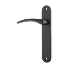 Door Lever Oxford Oval Latch Left Hand Fixed Matt Black L125xP60mm BPH240xW40mm in Matt Black