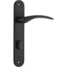 Door Lever Oxford Oval Privacy Matt Black CTC85mm H230xW40xP60mm in Matt Black