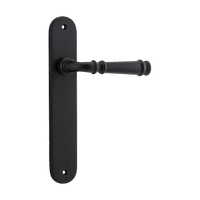Door Lever Verona Oval Latch Matt Black H237xW50xP59mm in Matt Black