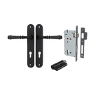 Door Lever Verona Oval Euro Matt Black CTC85mm H240xW40xP59mm Entrance Kit Mortice Lock Euro Matt Black CTC85mm Backset 60mm, Euro Cylinder Dual Function 5 Pin Matt Black L65mm KA1 in Matt Black