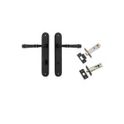 Door Lever Verona Oval Privacy Matt Black CTC85mm H240xW40xP59mm Inbuilt Privacy Kit Tube Latch Split Cam 'T' Striker Matt Black Backset 60mm, Privacy Bolt Round Bolt Matt Black Backset 60mm in Matt Black