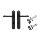 Door Lever Verona Oval Privacy Matt Black CTC85mm H240xW40xP59mm Inbuilt Privacy Kit Tube Latch Split Cam 'T' Striker Matt Black Backset 60mm, Privacy Bolt Round Bolt Matt Black Backset 60mm in Matt Black
