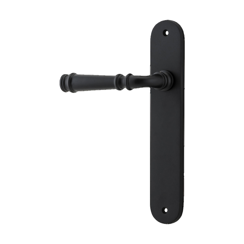 Door Lever Verona Oval Latch Left Hand Fixed Matt Black L122xP56mm BPH240xW40mm in Matt Black