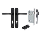 Pair of Iver Annecy lever door handles on oval backplates, featuring a sleek, modern design in a polished finish.