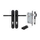 Door Lever Annecy Oval Euro Matt Black CTC85mm H240xW40xP62mm Entrance Kit Mortice Lock Euro Matt Black CTC85mm Backset 60mm, Euro Cylinder Dual Function 5 Pin Matt Black L65mm KA1 in Matt Black