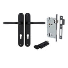 Pair of Iver Annecy lever handles on oval backplates, featuring sleek modern design in a polished finish.