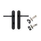Door Lever Annecy Oval Privacy Matt Black CTC85mm H240xW40xP62mm Inbuilt Privacy Kit Tube Latch Split Cam 'T' Striker Matt Black Backset 60mm, Privacy Bolt Round Bolt Matt Black Backset 60mm in Matt Black