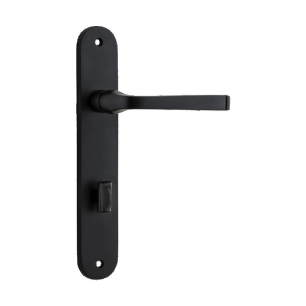 Door Lever Annecy Oval Privacy Matt Black CTC85mm H230xW40xP62mm in Matt Black
