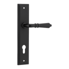 Pair of Iver Sarlat lever handles with stepped backplate, showcasing polished metal finish and elegant design.