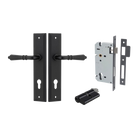 Door Lever Sarlat Stepped Matt Black Key / Key Entrance Kit in Matt Black