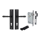 Door Lever Sarlat Stepped Matt Black Key / Thumb Entrance Kit in Matt Black