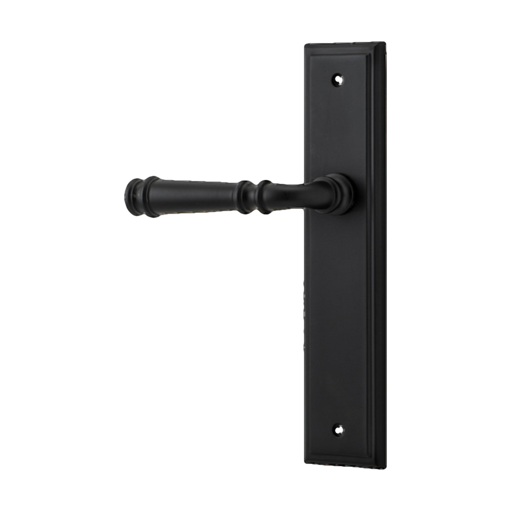 Door Lever Verona Stepped Latch Left Hand Fixed Matt Black L122xP59mm BPH237xW50mm in Matt Black