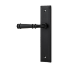 Pair of Iver Verona lever handles on stepped backplates, architectural hardware with a sleek, modern design for doors.