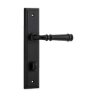 Pair of Iver Verona lever door handles on stepped backplates, featuring a sleek architectural hardware design.