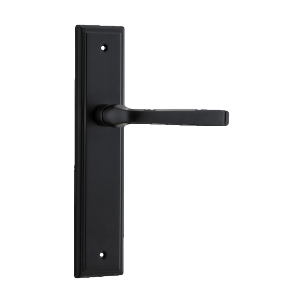 Door Lever Annecy Stepped Latch Matt Black H237xW50xP65mm in Matt Black