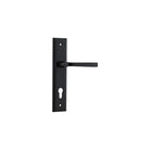 Pair of Iver Annecy lever handles on stepped backplates, polished metal finish, designed for doors.