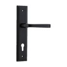 Door Lever Annecy Stepped Euro Matt Black CTC85mm H237xW50xP65mm in Matt Black