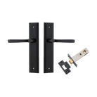 Door Lever Annecy Stepped Latch Matt Black H240xW50xP65mm Passage Kit Tube Latch Split Cam 'T' Striker Matt Black Backset 60mm in Matt Black