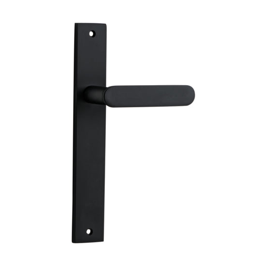 Door Lever Bronte on Long Backplate Matt Black H240xW38xP56mm in Matt Black