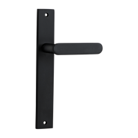 Door Lever Bronte on Long Backplate Matt Black H240xW38xP56mm in Matt Black
