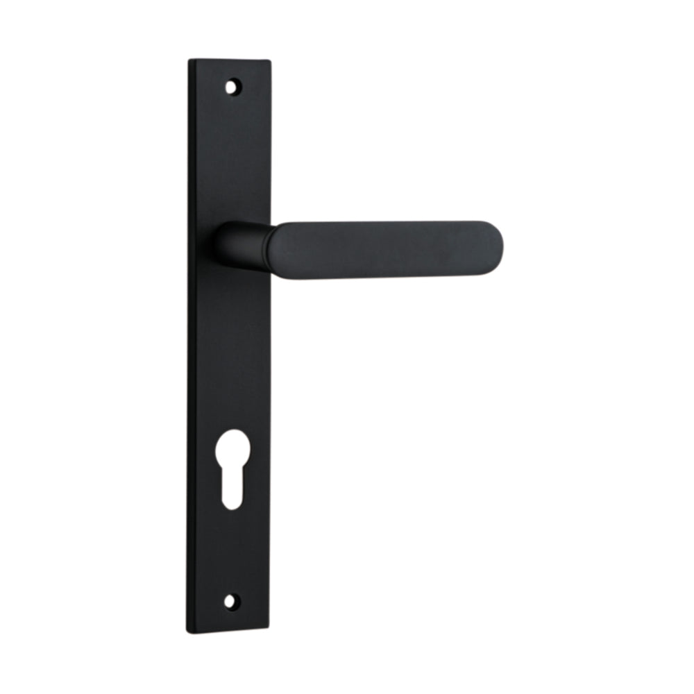 Door Lever Bronte Rectangular Euro Matt Black CTC85mm H240xW38xP56mm in Matt Black