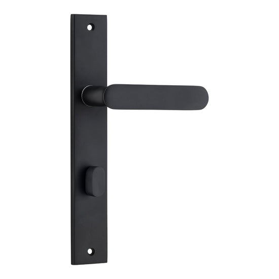 Door Lever Bronte Rectangular Privacy Matt Black CTC85mm H240xW38xP56mm in Matt Black