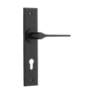 Door Lever Como Chamfered Euro Matt Black H240xW50xP61mm in Matt Black