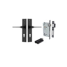 Door Lever Como Chamfered Euro Pair Matt Black CTC85mm L119xP61mm BPH240xW50mm Mortice Lock Euro Matt Black CTC85mm Backset 60mm, Euro Cylinder Dual Function 5 Pin Matt Black 65mm KA4 in Matt Black