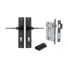 Door Lever Como Chamfered Euro Pair Matt Black CTC85mm L119xP61mm BPH240xW50mm Mortice Lock Euro Matt Black CTC85mm Backset 60mm, Euro Cylinder Dual Function 5 Pin Matt Black 65mm KA4 in Matt Black