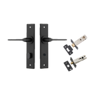Door Lever Como Chamfered Privacy Matt Black CTC85mm L119xP61mm BPH240xW50mm Privacy Kit Tube Latch Split Cam 'T' Striker Matt Black Backset 60mm, Privacy Bolt Round Bolt Matt Black Backset 60mm in Matt Black