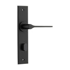 Door Lever Como Chamfered Privacy Matt Black H240xW50xP61mm in Matt Black