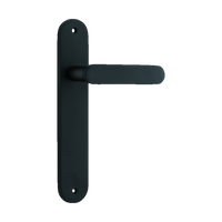 Door Lever Bronte  on Long Backplate Matt Black H237xW40xP56mm in Matt Black