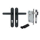Pair of Iver Bronte lever door handles with oval backplates, featuring a sleek, modern design in a polished finish.