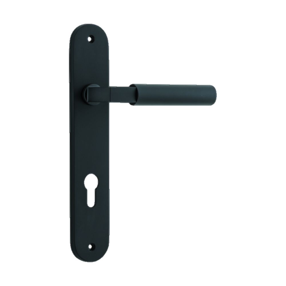 Door Lever Berlin Oval Euro Matt Black CTC85mm H237xW40xP57mm in Matt Black