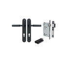 Pair of Iver Berlin lever door handles on oval backplates, featuring a sleek, modern design in a polished finish.