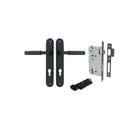 Pair of Iver Berlin lever door handles with oval backplates, featuring a modern chrome finish and sleek design.
