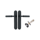 Door Lever Berlin Oval Matt Black L120xP57mm BPH240xW40mm Passage Kit Tube Latch Split Cam 'T' Striker Matt Black Backset 60mm in Matt Black